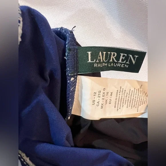 NWT LAUREN RALPH LAUREN blue one piece swimsuit Size 12 - Picture 9 of 12